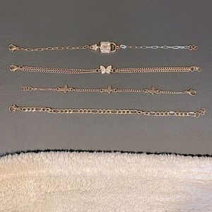 Forever 21 bracelets: lock, butterflies, and chain link